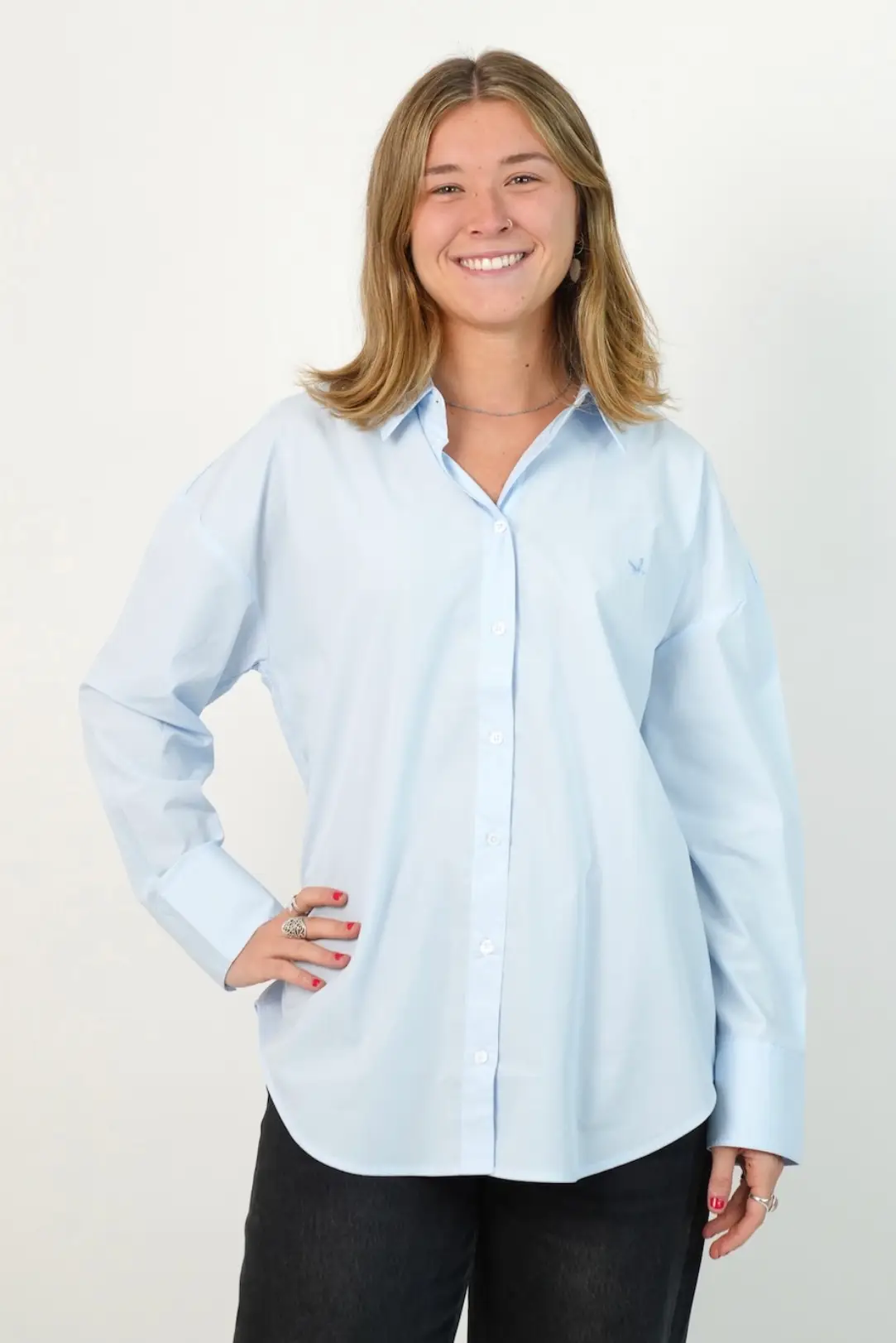 Camisa Oversize Poplin  Celeste
