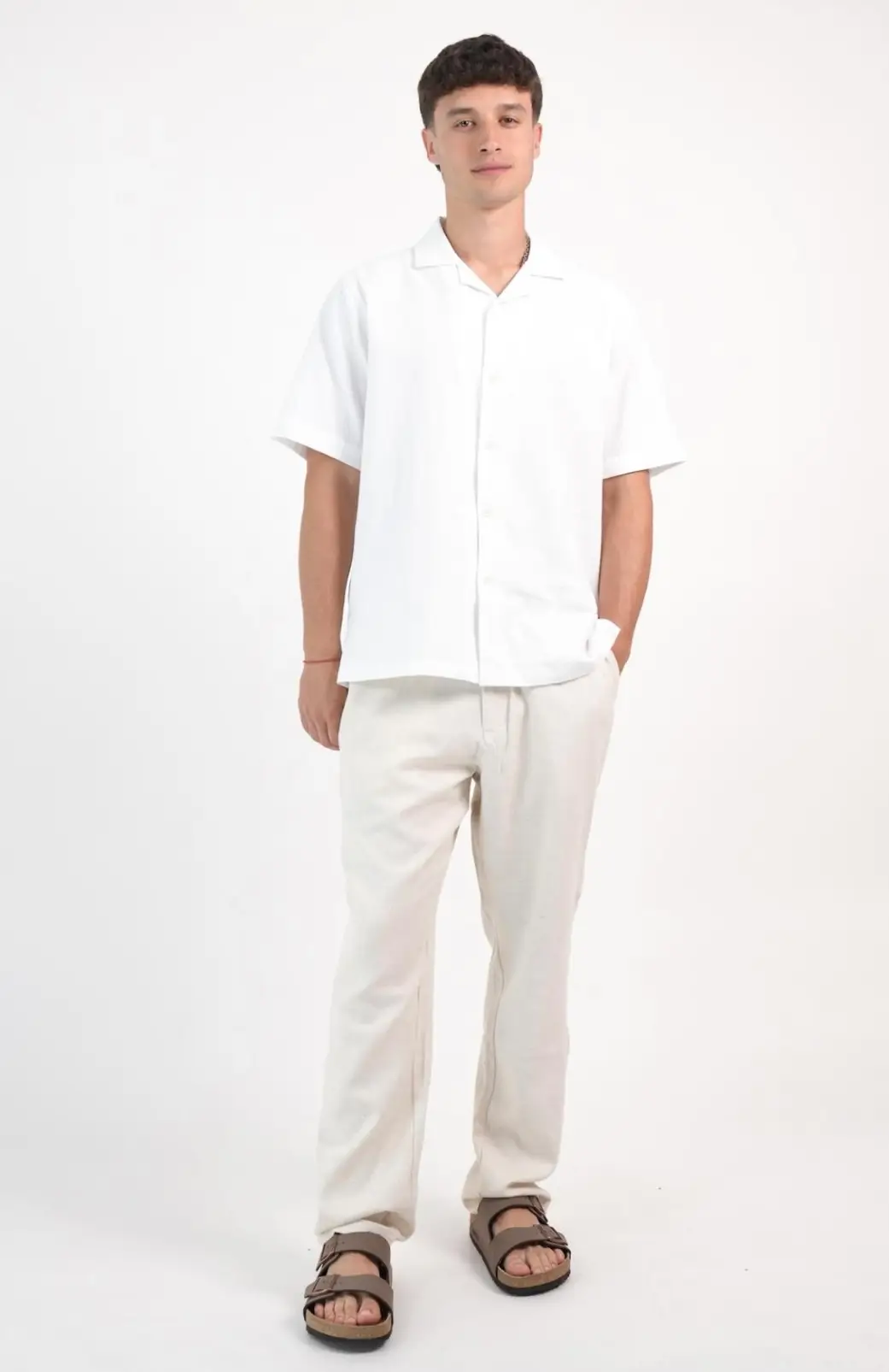 Pantalón Lino Cali Beige Claro